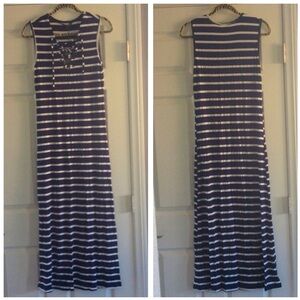 Christian Siriano striped lace up maxi dress